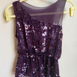 Alice + Olivia Purple Sequin Blouse